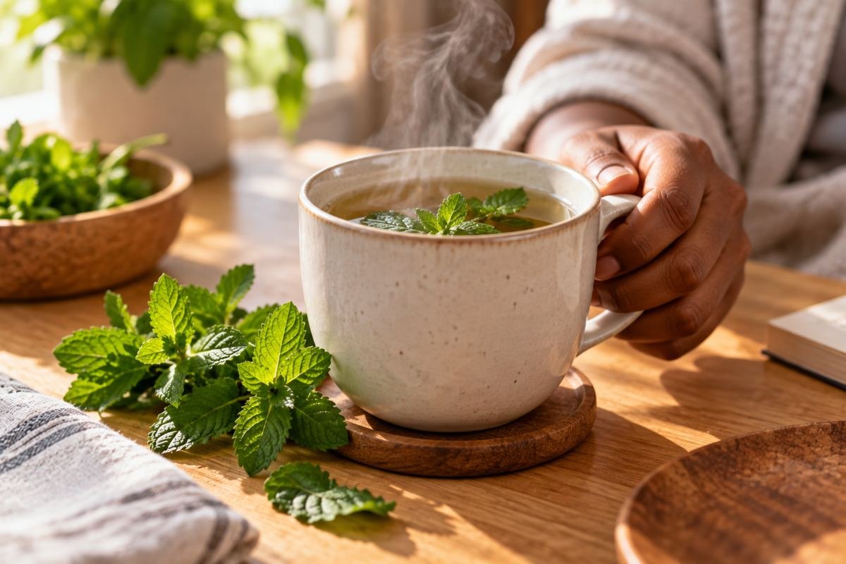 Tisane de menthe poivrée pour le confort digestif et les ballonnements
